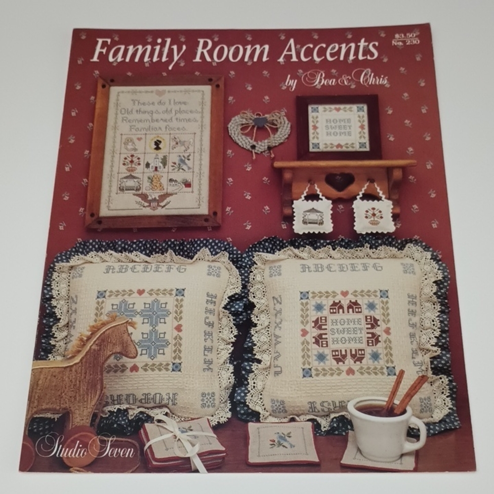 2/$15 VTG Family Room Accents No.230 Studio Seven Cross Stitch Pattern ©1989